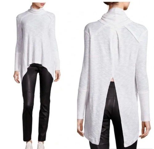 Free People We The Free Tara Split Back Turtle Neck Sweater White Size Medium