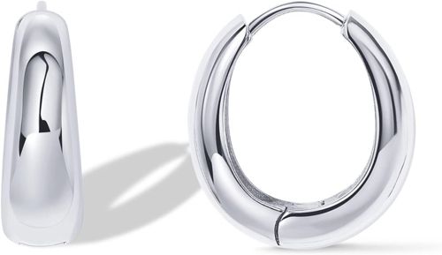 14K Gold Plated Sterling Silver Post Small Chunky Hoops Earrings | Thick Lightwe