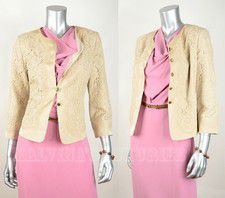 ARMANI COLLEZIONI GIORGIO ARMANI JACKET BLAZER INTRICATE LACE BEIGE 46 US 10