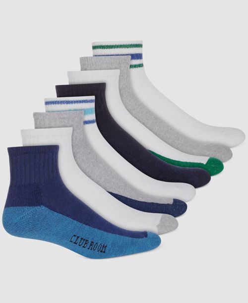 $40 Club Room Men's 8 Pair Pack White Gray Colorblock Ankle Socks Shoe 7-12