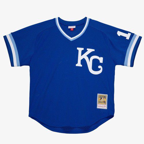 MENS MITCHELL & NESS MLB AUTHENTIC BP JERSEY - PULLOVER ROYALS 1989 BO JACKSON