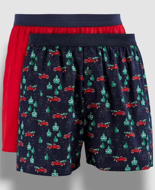 Club Room Men's Blue Red Graphic Cotton 2-Pack Underwear Boxer Size XL