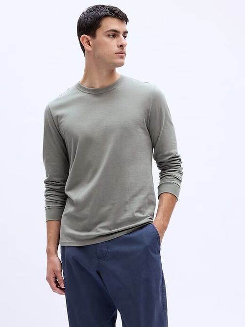 NWT GAP Soft Everyday Long-Sleeve Tee Shirt T-Shirt 100% cotton Gray Men XL