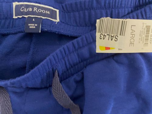 $40 Club Room Men's Blue Sleepwear Casual Stretch Pajama Lounge Pants Size L
