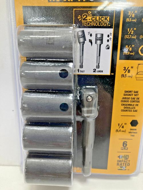 Dewalt Max Fit Ultra Sockets 1 Tilt 2 Lock 5 Sizes 2 Click Technology