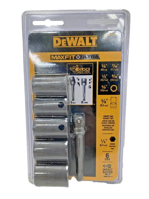 Dewalt Max Fit Ultra Sockets 1 Tilt 2 Lock 5 Sizes 2 Click Technology