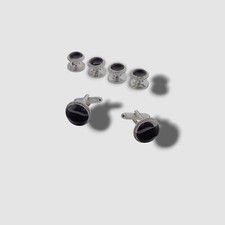 $45 Perry Ellis Men's Silver Baroque Round Cuff Links Studs Set