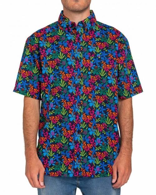 Elements Men's Button Down Short Sleeve Glastonbury Shirt, Multicolor, Sz L
