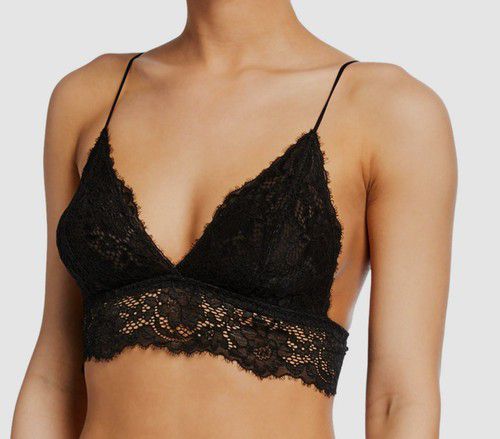 $70 Cosabella Womens Black Pret a Porter Long-Line Lace Triangle Bralette Size L