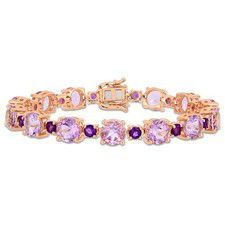 AMOUR 24 5/8 CT TGW Rose De France and Africa-amethyst Tennis Bracelet In Rose