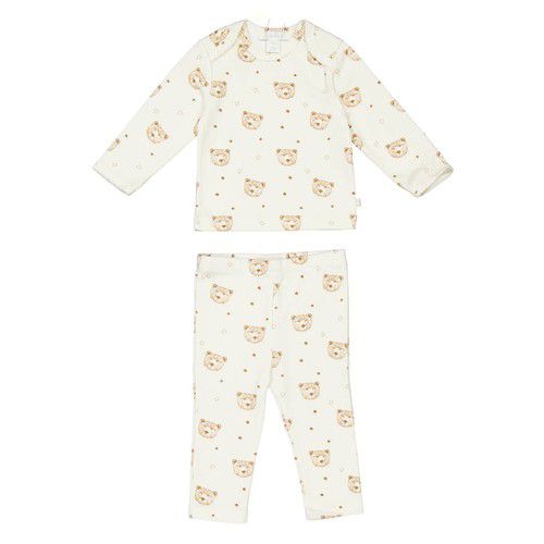 Marie Chantal Kids Cream Bear-Print Cotton Pajama Set
