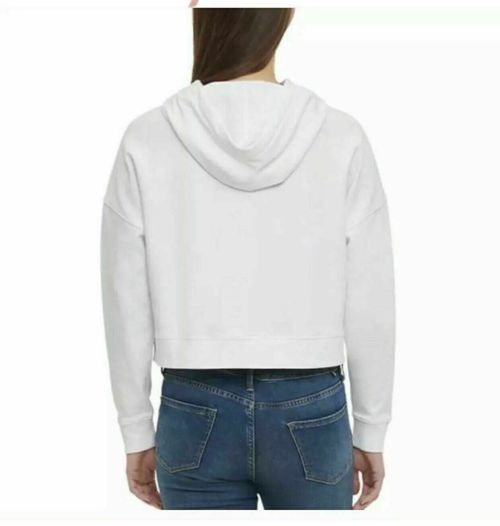 Calvin Klein Women's White & Silver Logo Tie Dye Block Drawstring Hoodie XXL