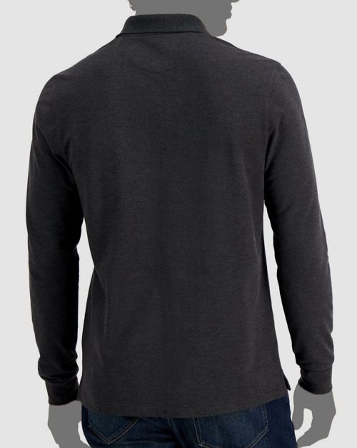 $50 Club Room Men's Gray Long-Sleeve Stretch Polo Shirt Size M