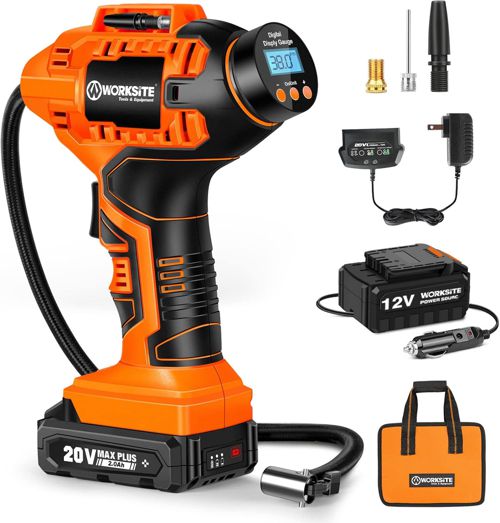 Cordless Tire Inflator Air Compressor, Battery Powered Car Tire Pump, Portable H
