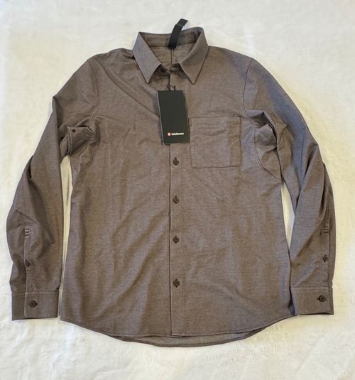 Lululemon Commission Long-Sleeve Shirt  ESPR/WHT Espresso  Men's Small