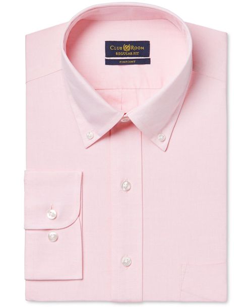 Nwt $95 Club Room Men Regular-Fit Pink Long-Sleeve Button Dress Shirt 15.5 32/33