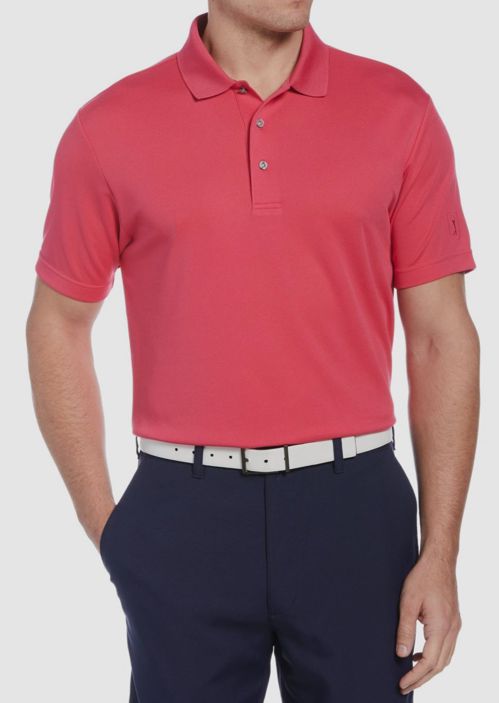 $52 PGA Tour Men's Pink Short Sleeve Airflux Performance Golf Polo Shirt Size XL