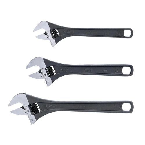 Wiha 8In, 10In & 12In Adjustable Wrench Set 3Pc