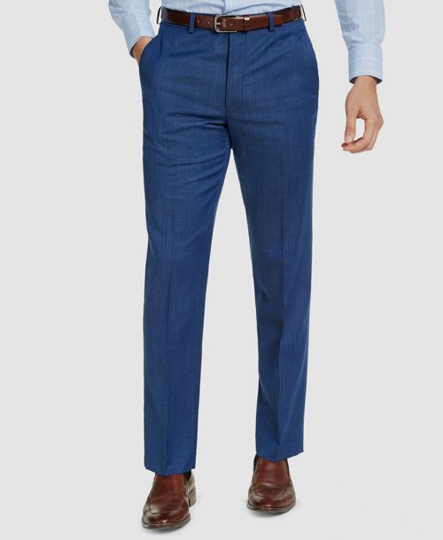 $190 Michael Kors 34W 25L Men's Classic Fit Blue Wool Suit Flat Trousers Pants