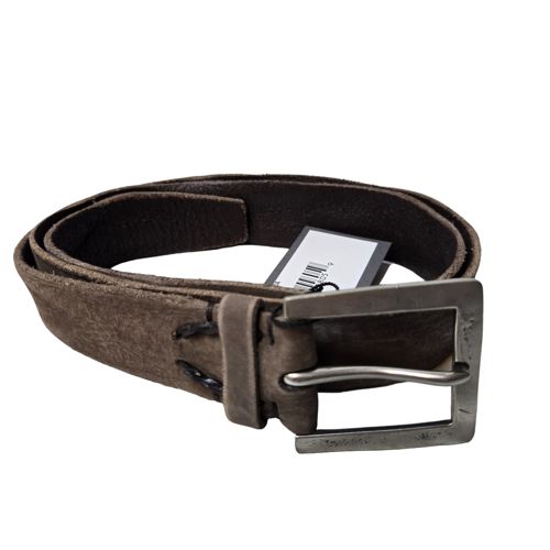 John Varvatos Genuine Leather Solid Pewter Buckle Brown Women's Belt Size 38 NWT