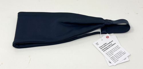 Lululemon Fleece Wide Reversible Headband SHLB Shale Blue Dark Blue One Size NWT