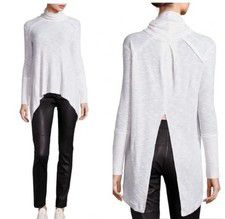 Free People We The Free Tara Split Back Turtle Neck Sweater White Size Medium