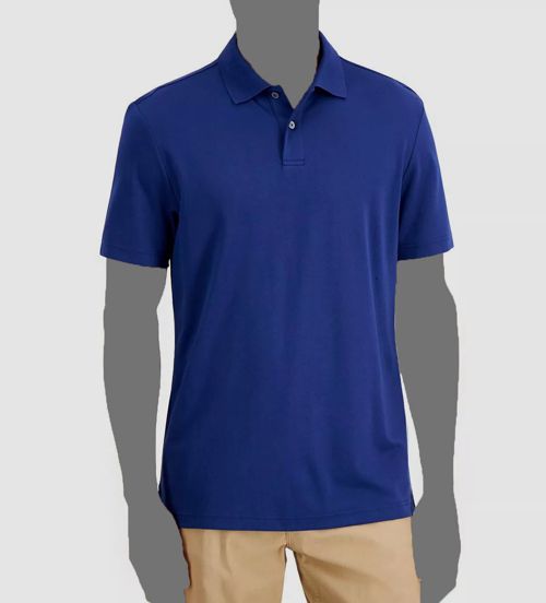 $55 Alfani Men's Blue Supima Blend Cotton Short-Sleeve Polo Shirt Size M