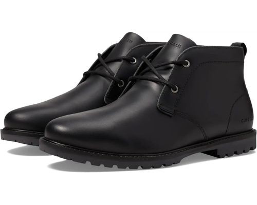 Men Cole Haan Midland Lug Chukka Boots Water Resistant Leather Black C37597