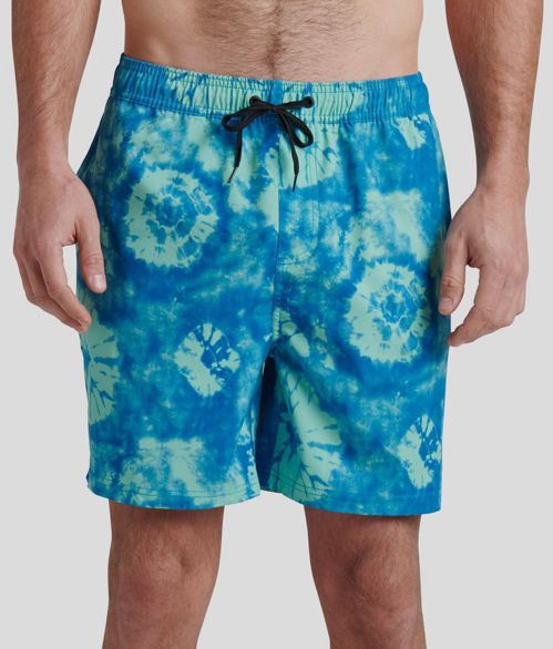 $50 Reef Men's Blue Bob Elastic Waist Board Shorts Swimwear Size L