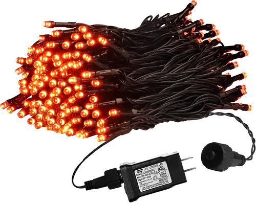 Orange Halloween Lights, 66FT Plug-In Waterproof String Lights, 8 Modes with Mem