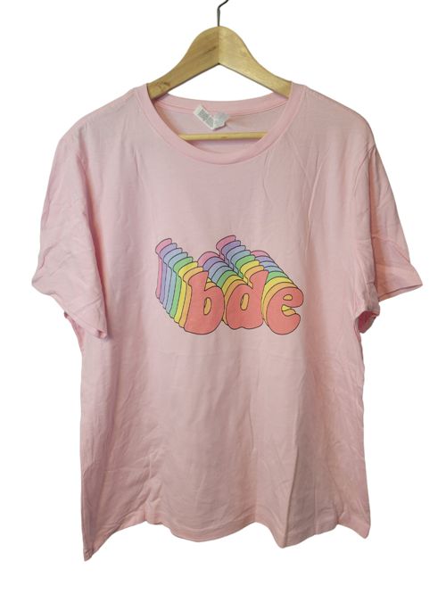 Bella + Canvas Pink BDE Graphic Tee Short Sleeve Minimalist Women's T-shirt XL