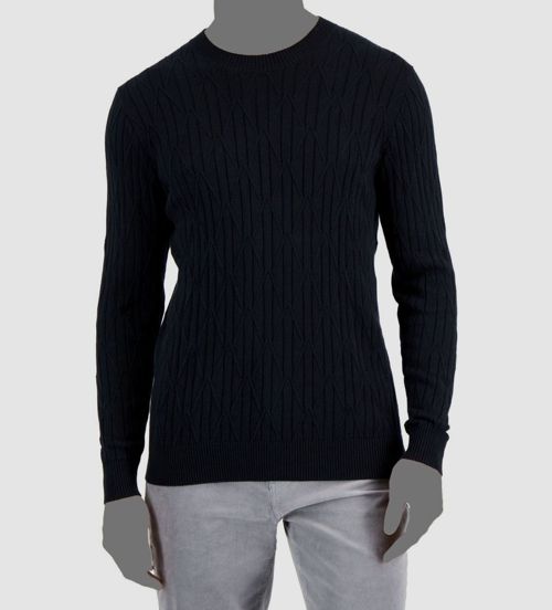 $60 Alfani Men's Black Long-Sleeve Cable-Knit Pullover Sweater Size Medium