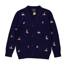 Polo Ralph Lauren Kids Sailor Embroidered V-Neck Cardigan