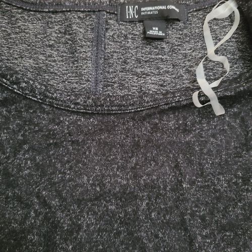 I.N.C International Concepts Soft Knit Metallic-Trim Pajama Top,Black XS, $25
