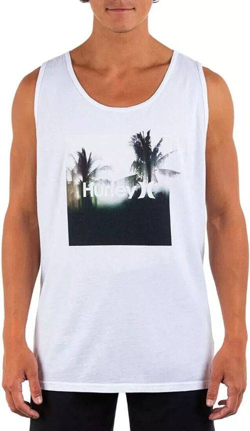 Hurley Men's Everyday Washed Bali Tropical Graphic Tank Top Tee T-Shirt White M