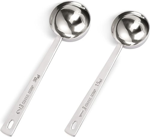 2 Pieces 1&2 Tablespoon Scoops with Long Handle, Stainless Steel Coffee Measurin