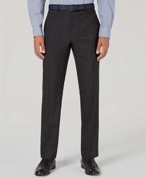 $175 Marc New York 35W 32L Men's Gray Modern Fit Blue Check Suit Trousers Pants