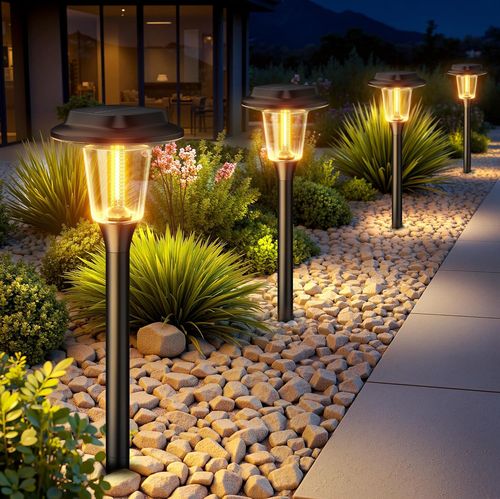 Modern Solar Pathway Lights, 8 Pack, Waterproof Outdoor Garden Lighting