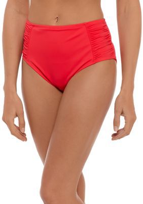 Kim Rogers Women's Plus Size Side Shirred Brief Swim Bottoms, Coral, 16 W