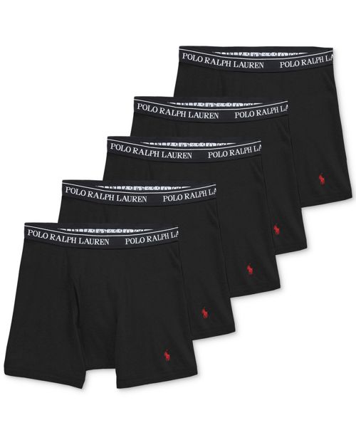 Polo Ralph Lauren Men's 5-Pack Classic Cotton Boxer Briefs - Polo Black