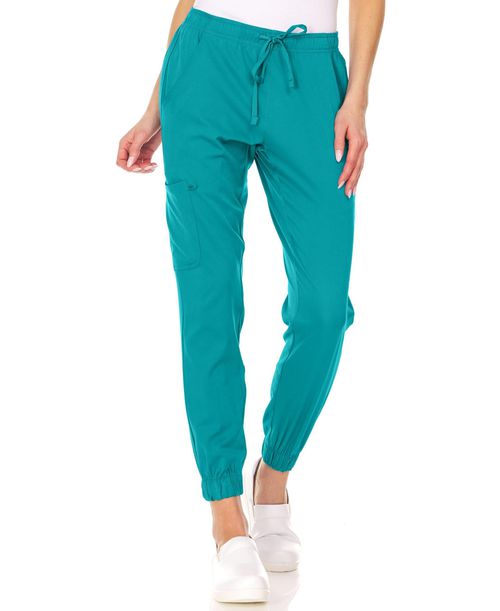 Medichic Plus Size Leah 5-Pocket Stretch Cargo Jogger Scrub Pants Yellow 3X Large - Teal