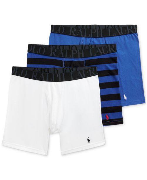 Polo Ralph Lauren Men's 3-Pack Classic Stretch Boxer Briefs - Green Multi Stripe/deep Blue/cruise Navy