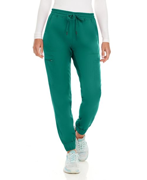 Medichic Women's Seven Pocket Cargo Scrub Pants Joggers with 4-Way Stretch - Hunter