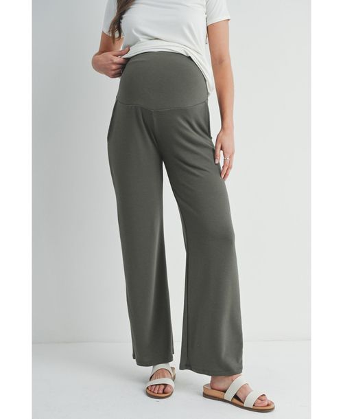 Hello Miz Maternity Over-the-Belly Wide Leg Lounge Pants - Dark grey