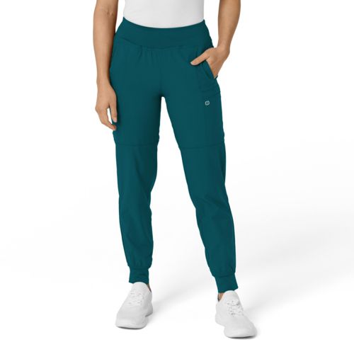 Wink Plus Size W123 Comfort Waist Cargo Jogger Scrub Pant - Caribbean blue