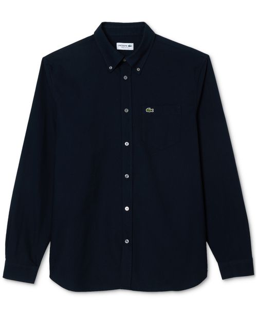 Lacoste Men's Woven Long Sleeve Button-Down Oxford Shirt - Navy