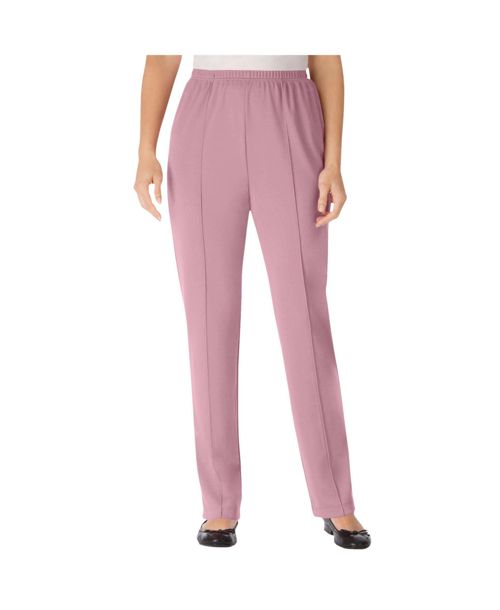 Woman Within Women's Within Tall Knit Hassle-Free Pull-On Elastic-Waist Pants - Dusty pink