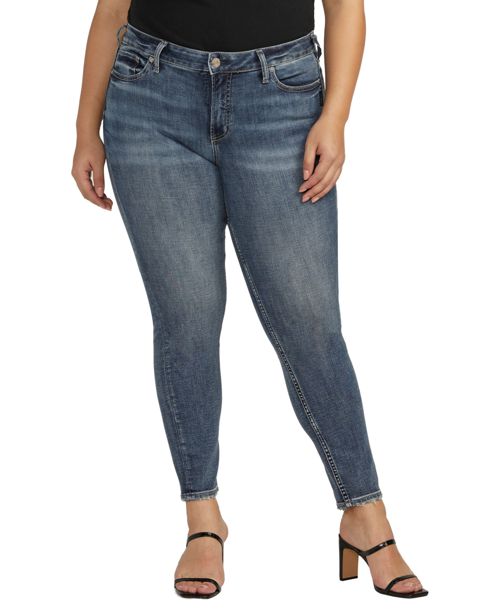 Silver Jeans Co. Plus Size Suki Mid Rise Skinny Leg Jeans - Indigo