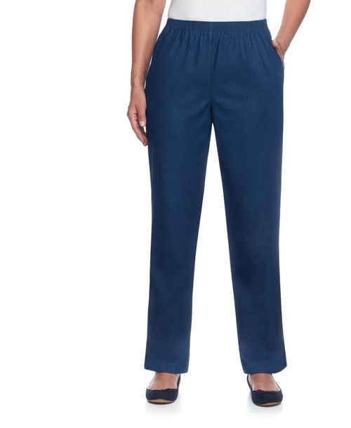 Alfred Dunner Classics Pull-On Denim Pants in Petite and Petite Short - Denim