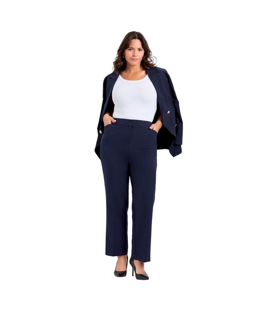 Avenue Women's Plus Size Petite Cool Hand Pull On Pant - Navy